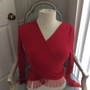 Radzoli Dressy red top with fringe
